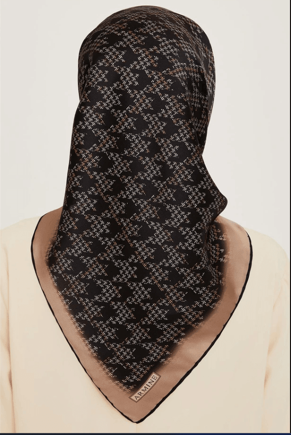 %100 Twill Ipek Desenli Eşarp | 9239d-81