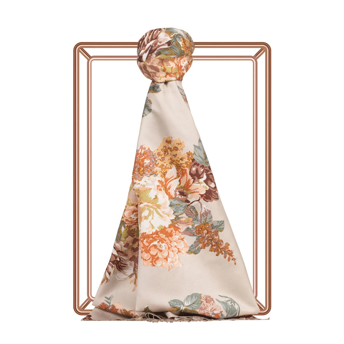 Misk Gülü Desenli İpek Şal