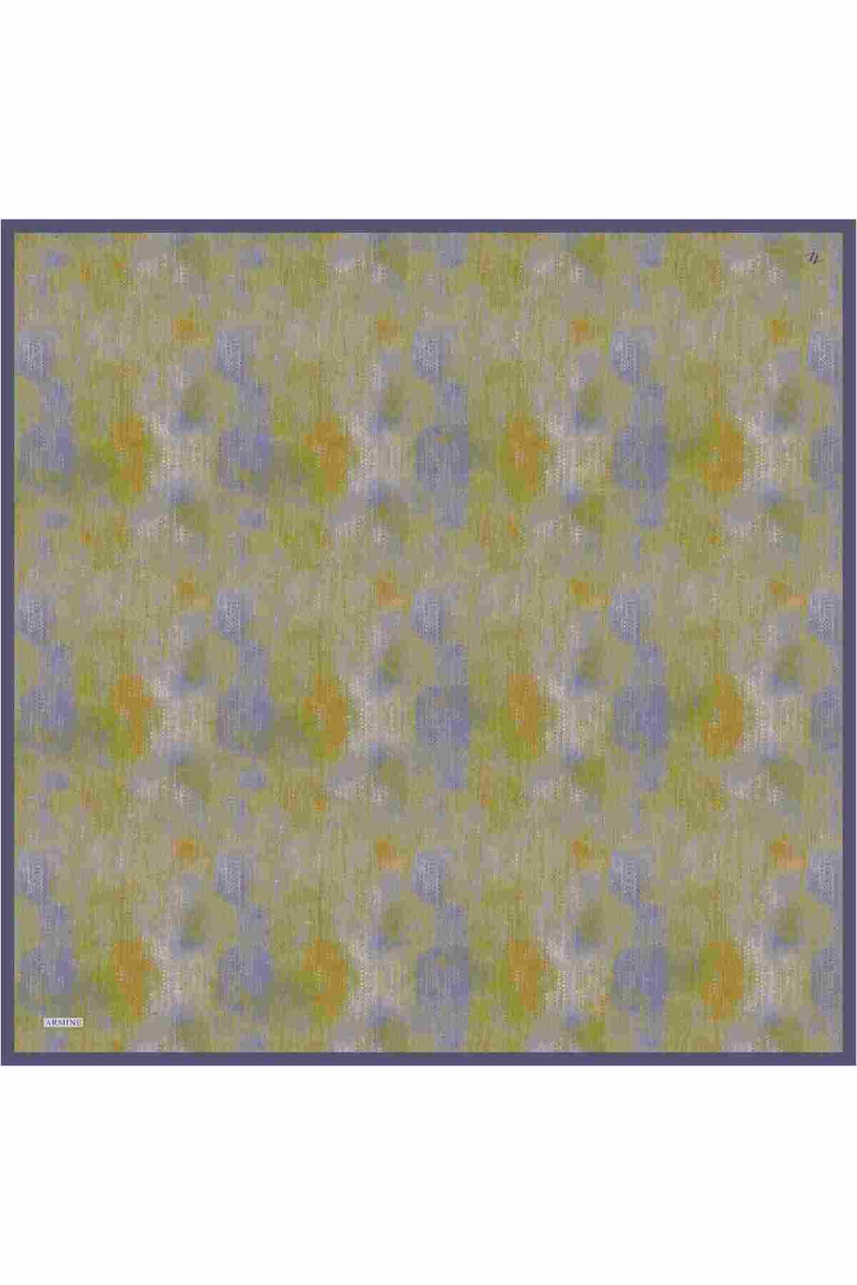 %100 Twill Ipek Desenli Eşarp | 9221-08