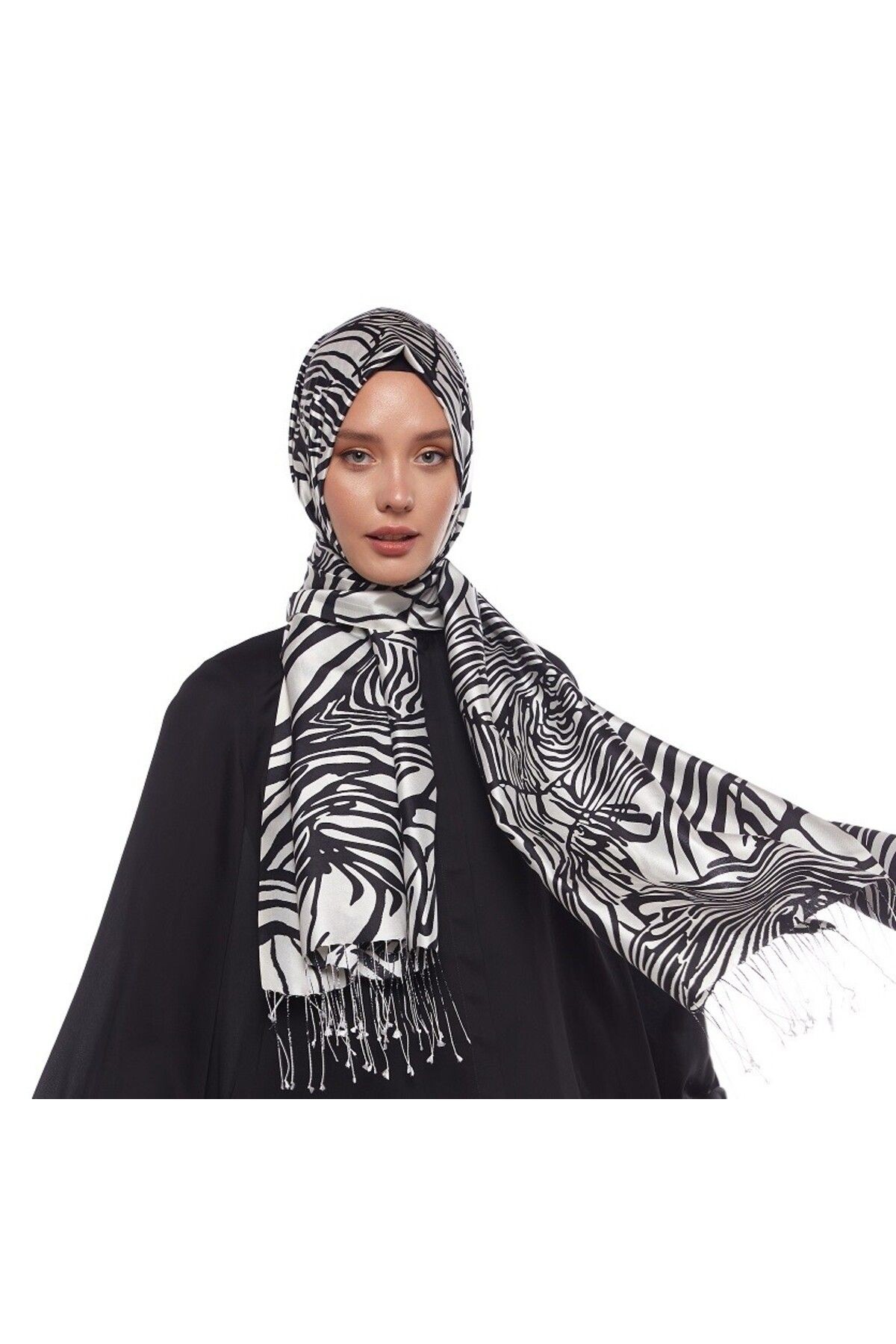 Zebra Desenli Ipek Şal