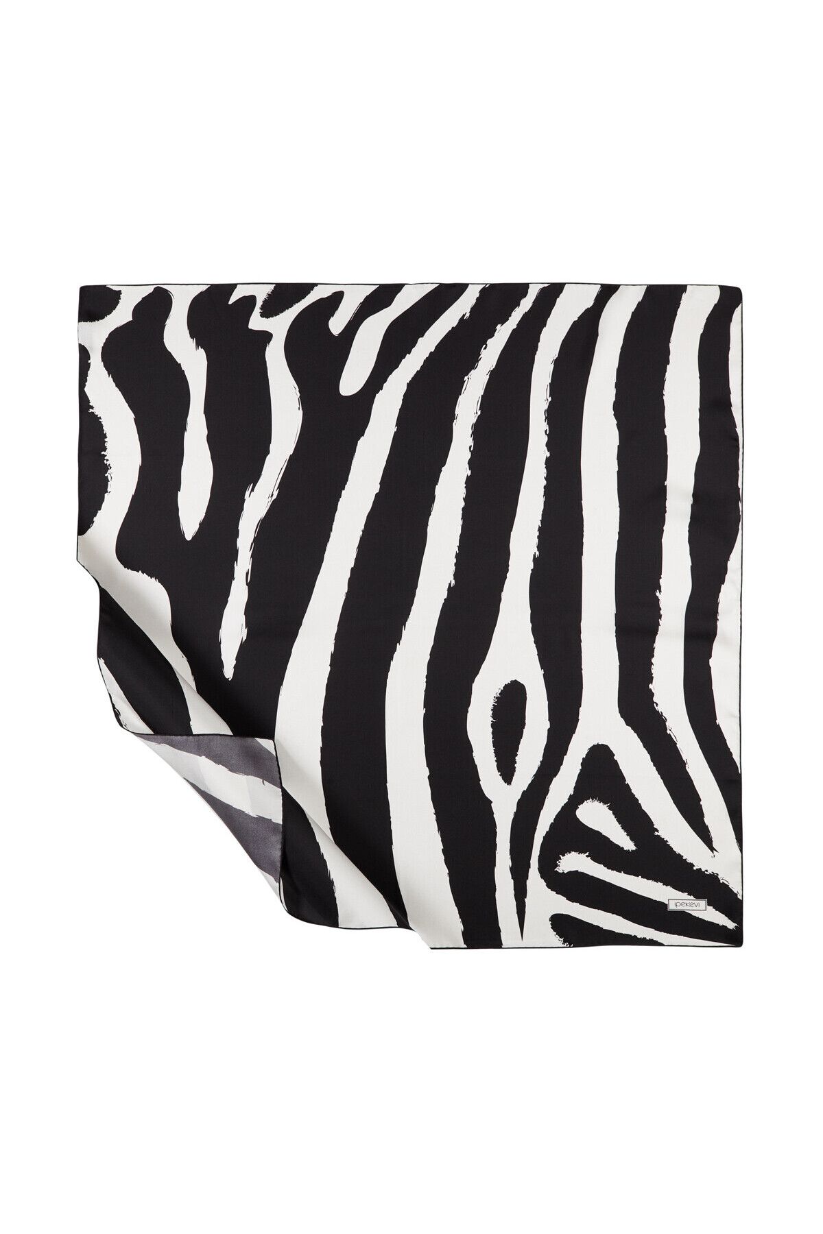 Siyah Beyaz Makro Zebra Desenli Tivil İpek Eşarp image