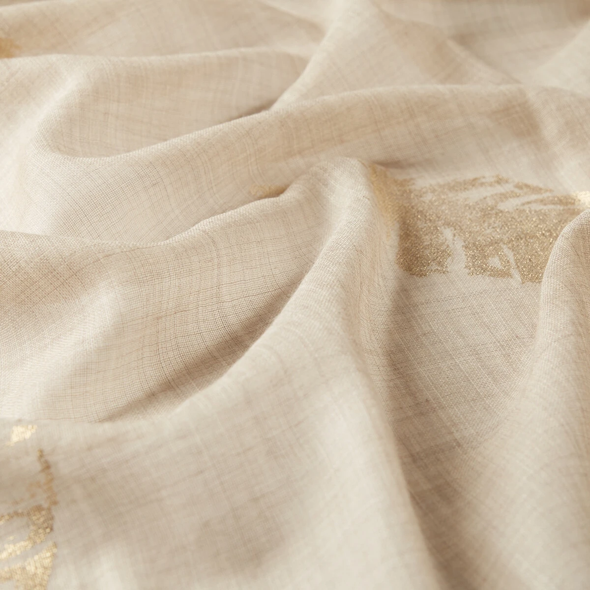 Varak Yaprak Desenli Yün İpek Şal