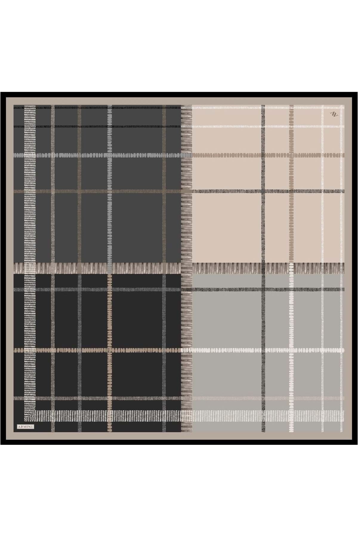 %100 Twill Ipek Desenli Eşarp | 9206d-83