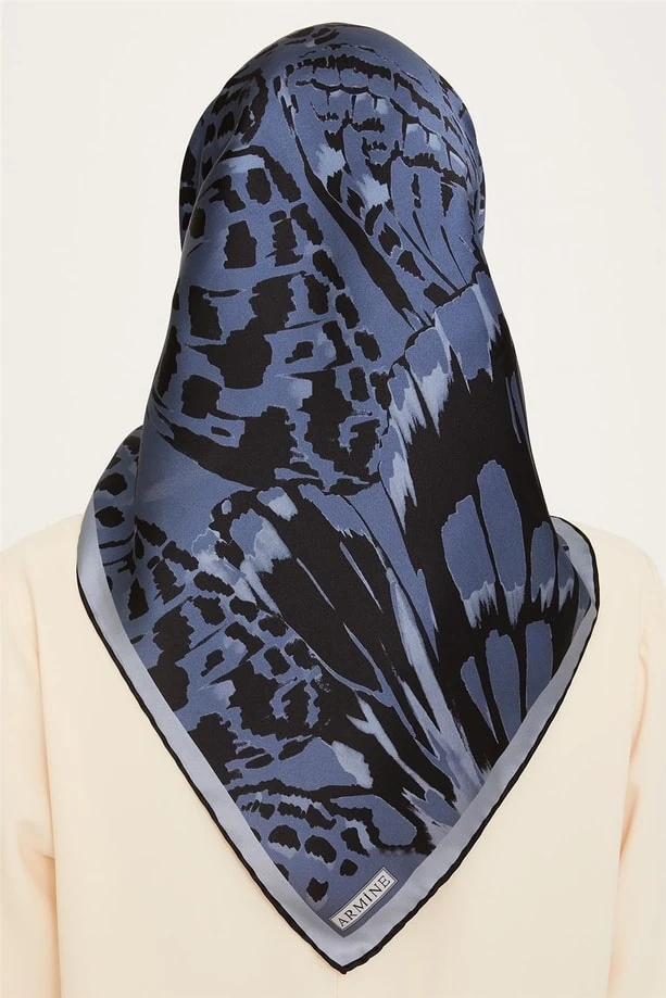 Kelebek Desenli Sura Saf İpek Eşarp 9256