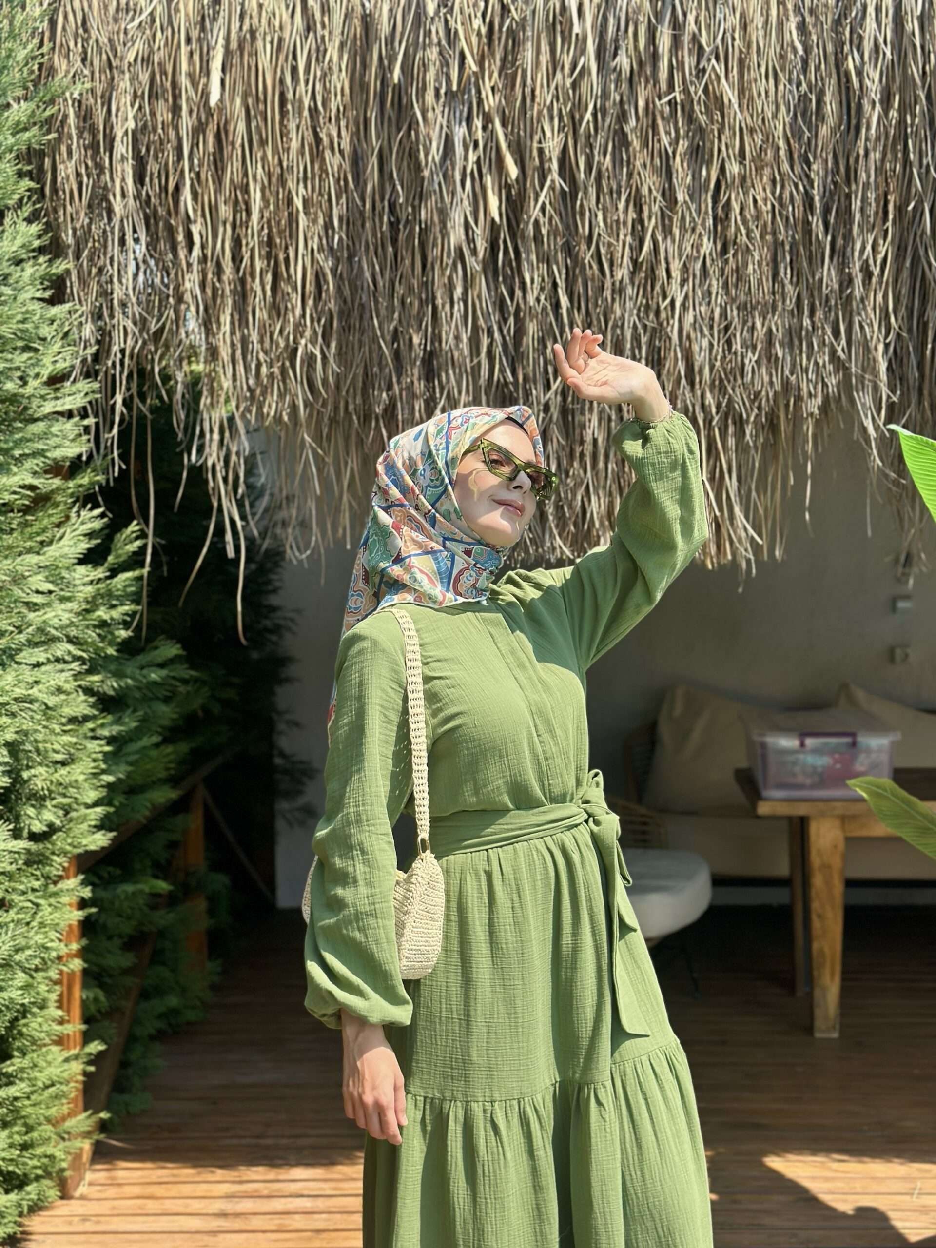 %100 müslin çift kat kumaş tam boy elbise