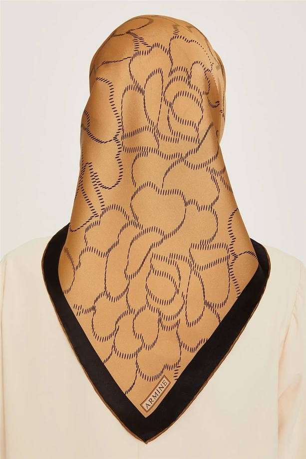 %100 Twill Ipek Desenli Eşarp | 9222d
