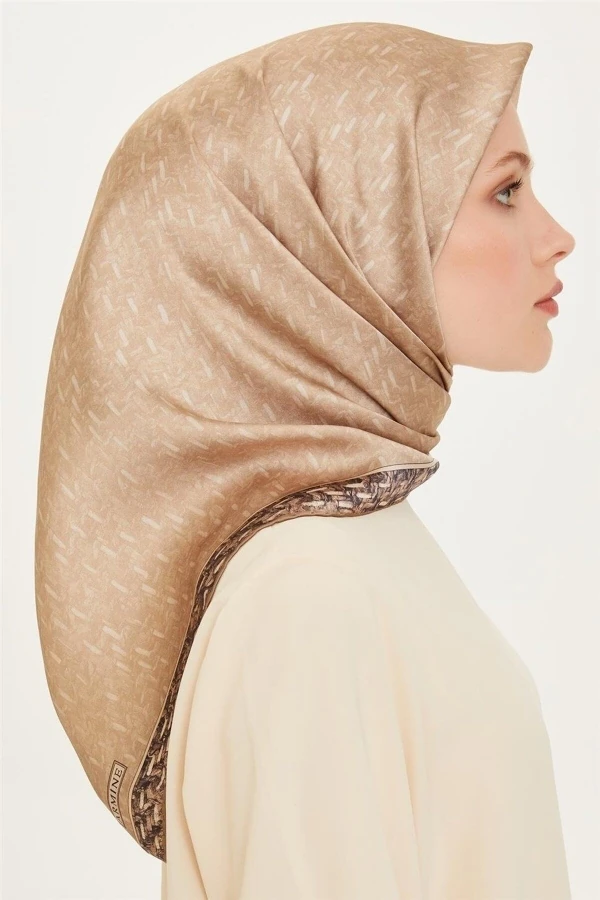 Klasik Desenli Twill Saf İpek Eşarp 9230