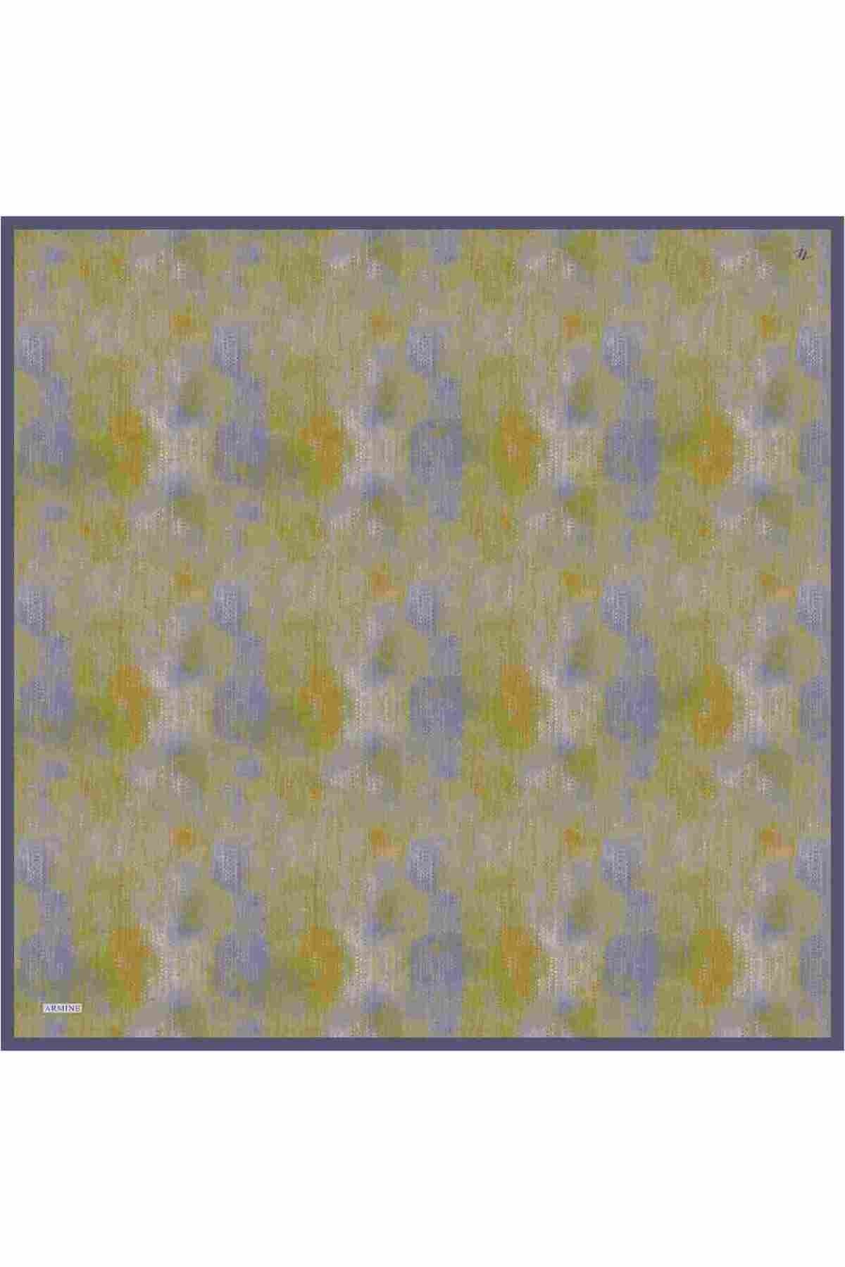 %100 Twill Ipek Desenli Eşarp | 9221-08