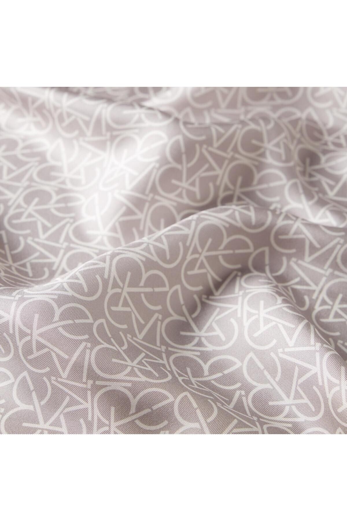 İpekevi Twill İpek Eşarp - Typo Monogram - Gümüş