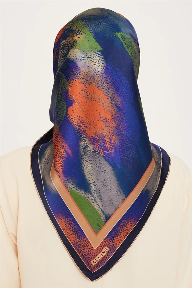 Soyut Desenli Sura Saf İpek Eşarp | 9240