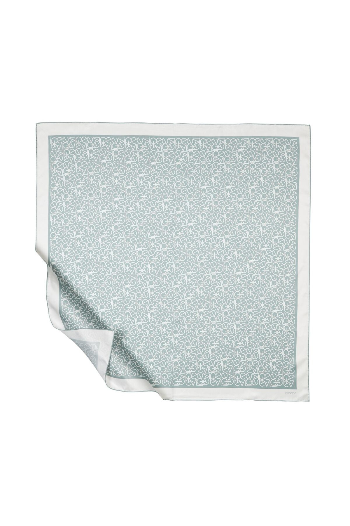 Twill Ipek Eşarp - Typo Monogram - Su Yeşili