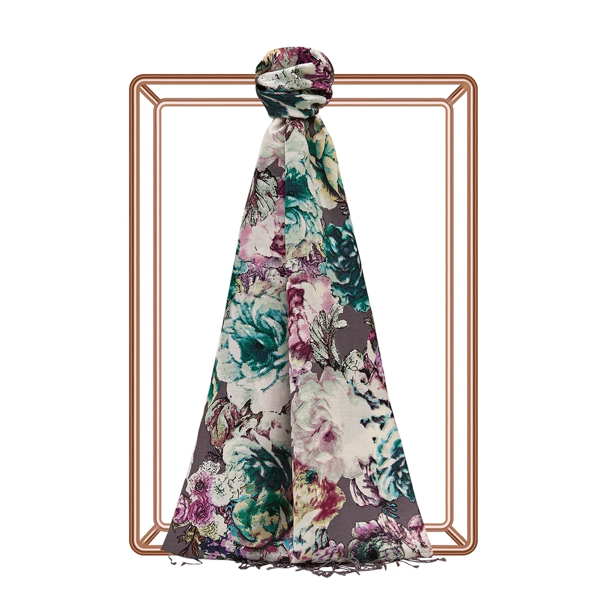 Gül Deryası Desenli İpek Şal main variant image