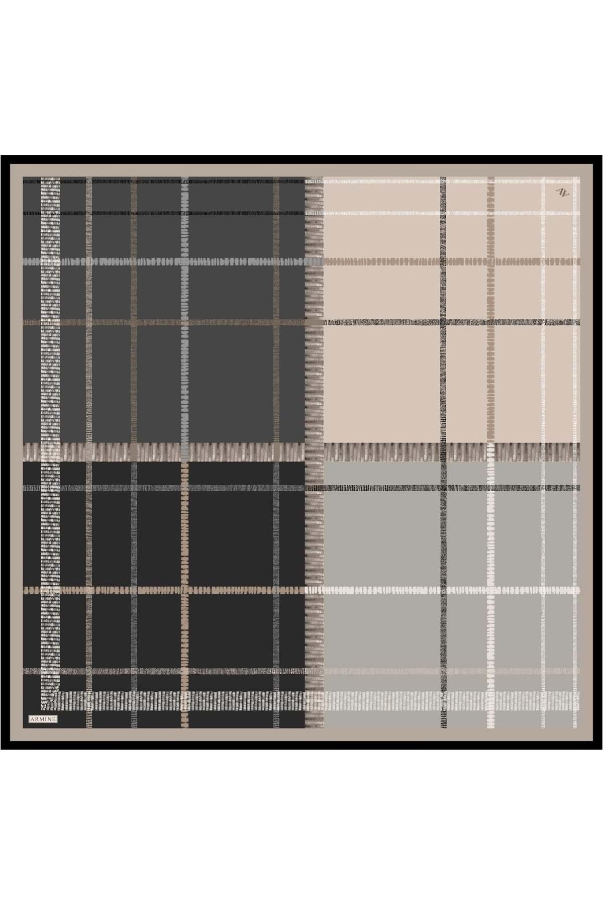 %100 Twill Ipek Desenli Eşarp | 9206d-83