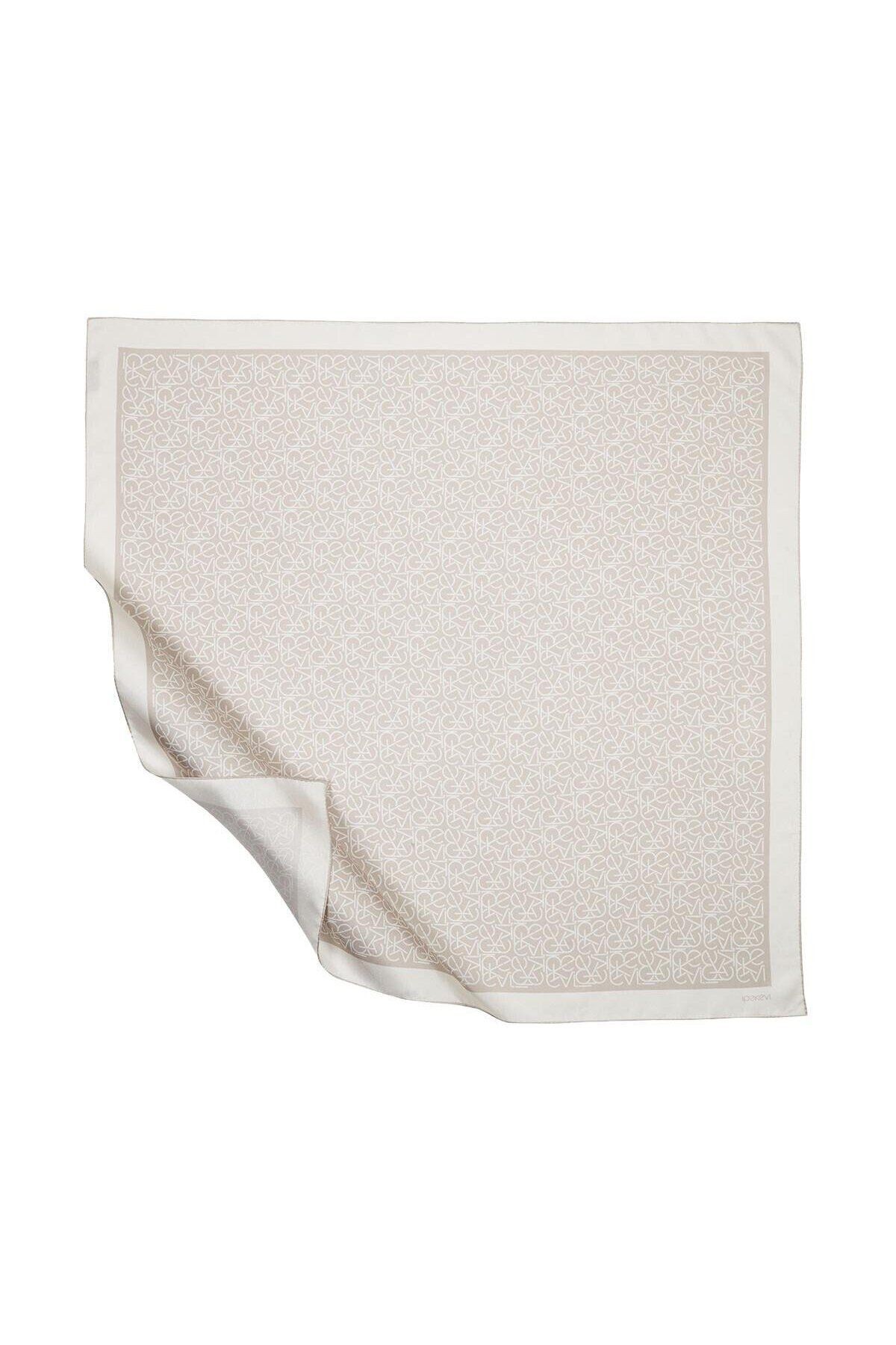 Twill Ipek Eşarp - Typo Monogram - Taş
