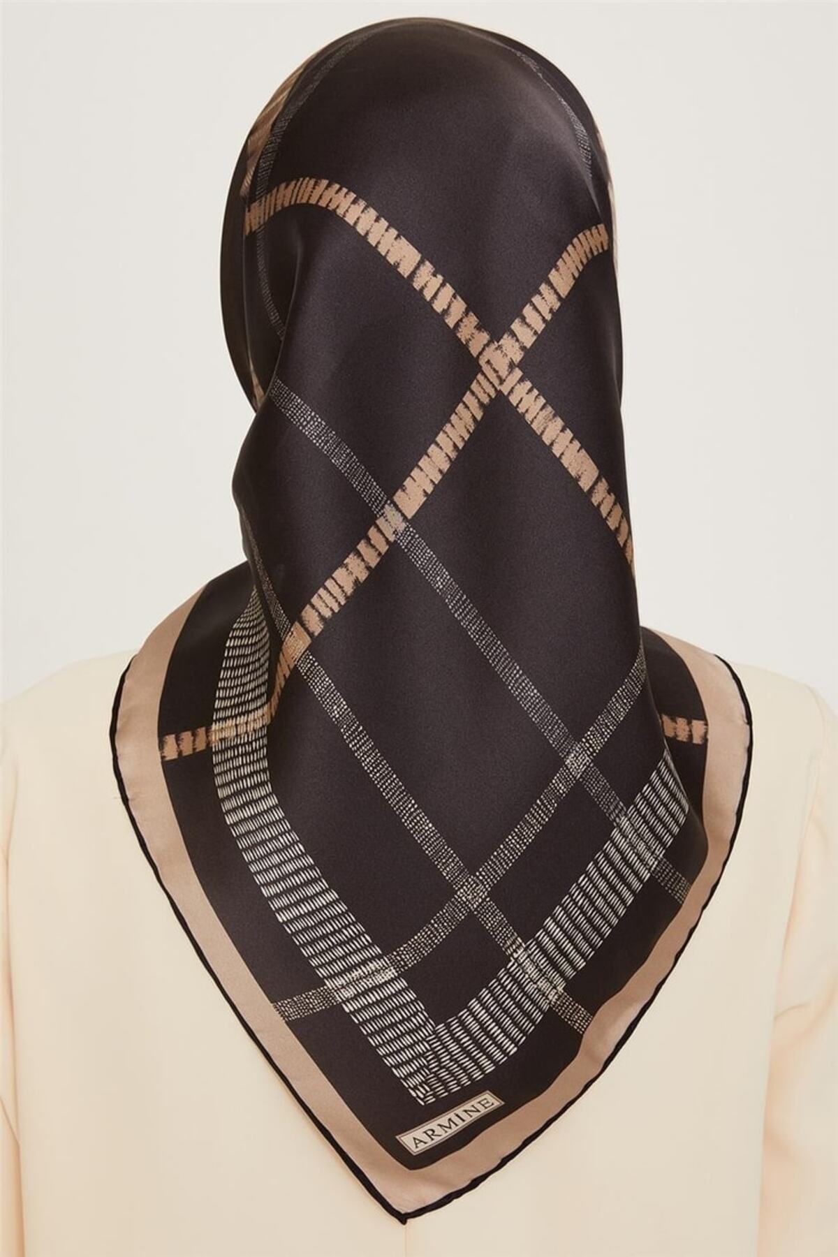 %100 Twill Ipek Desenli Eşarp | 9206d-83