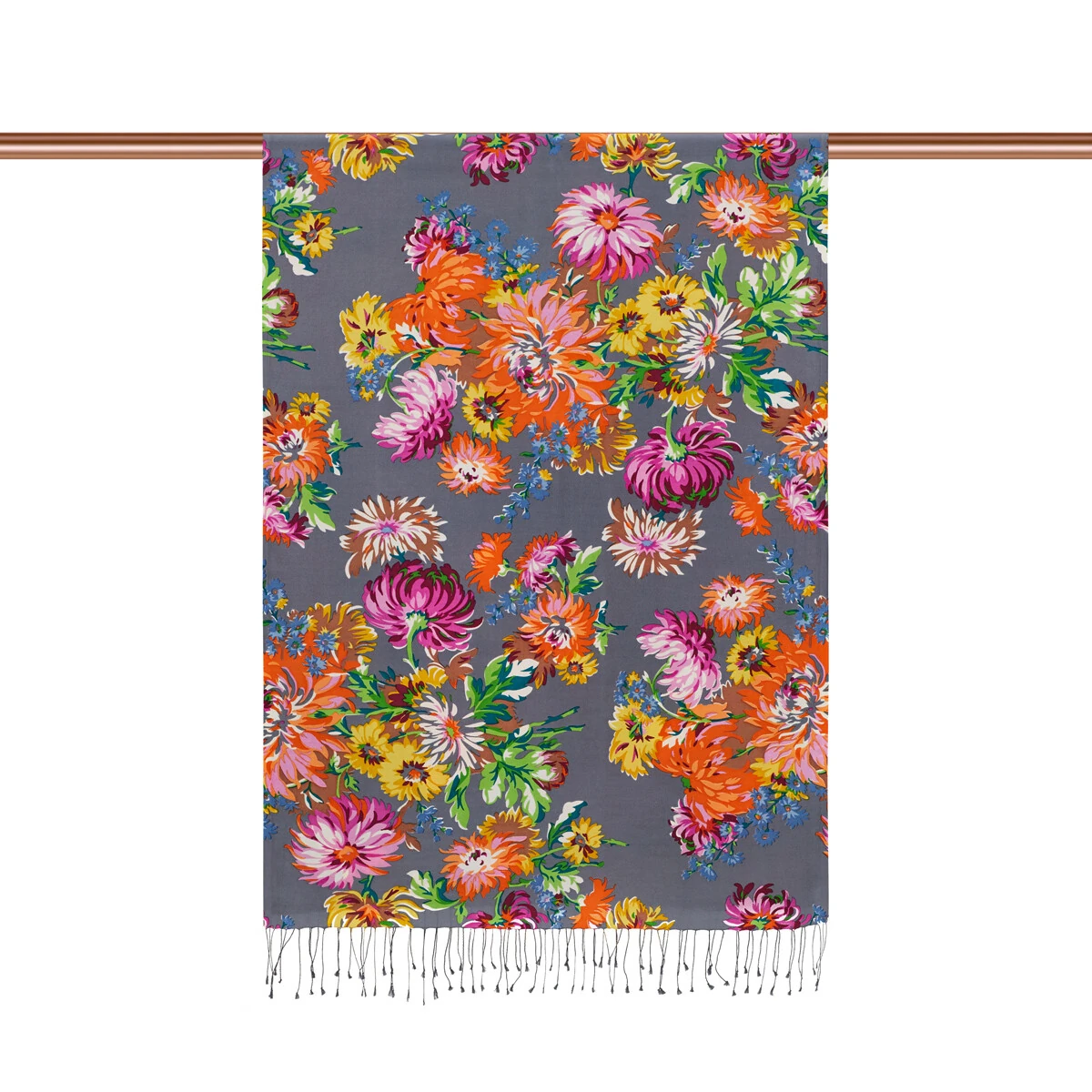 Kasımpatı Desenli İpek Şal