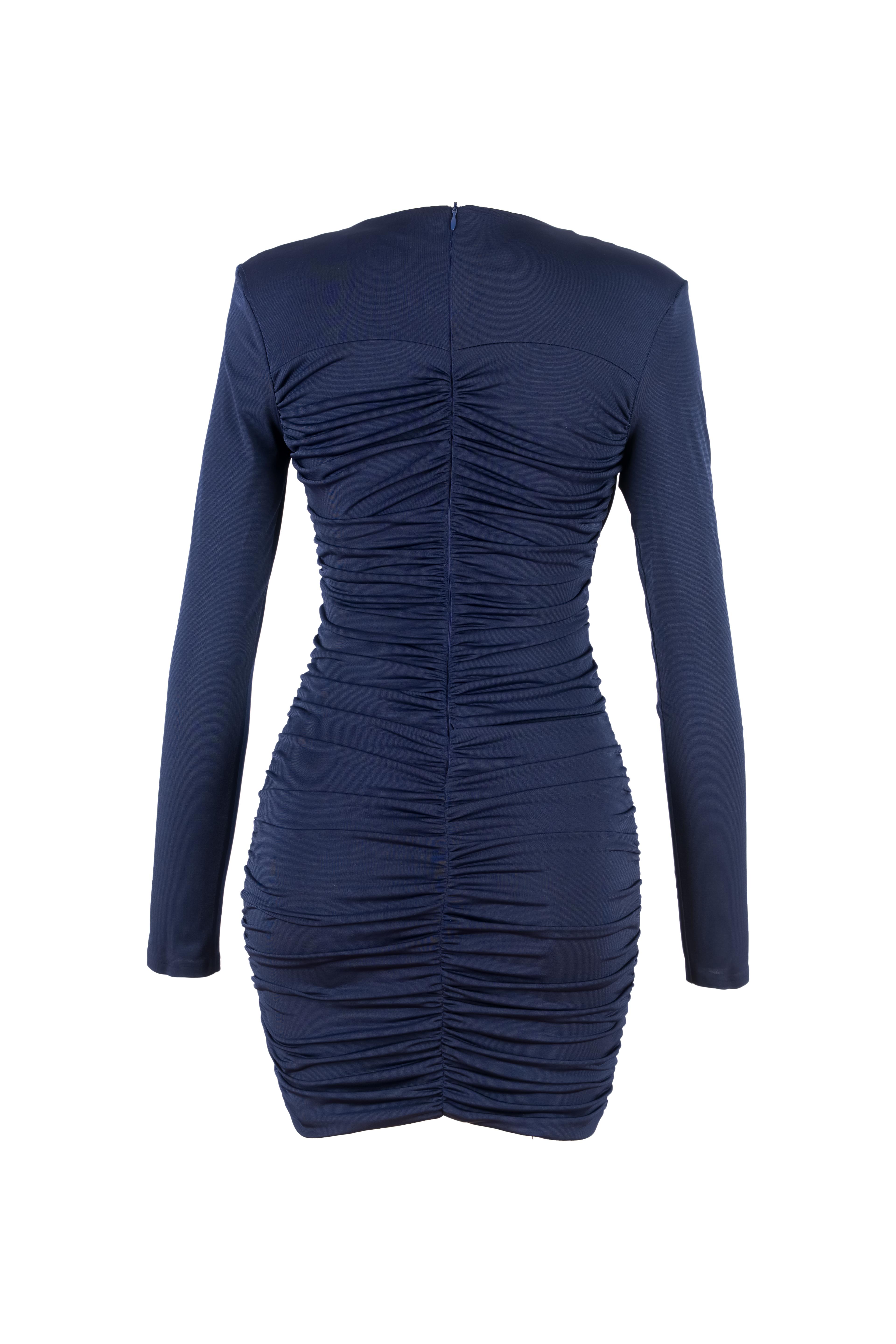 Eleni Lacivert Drape Elbise