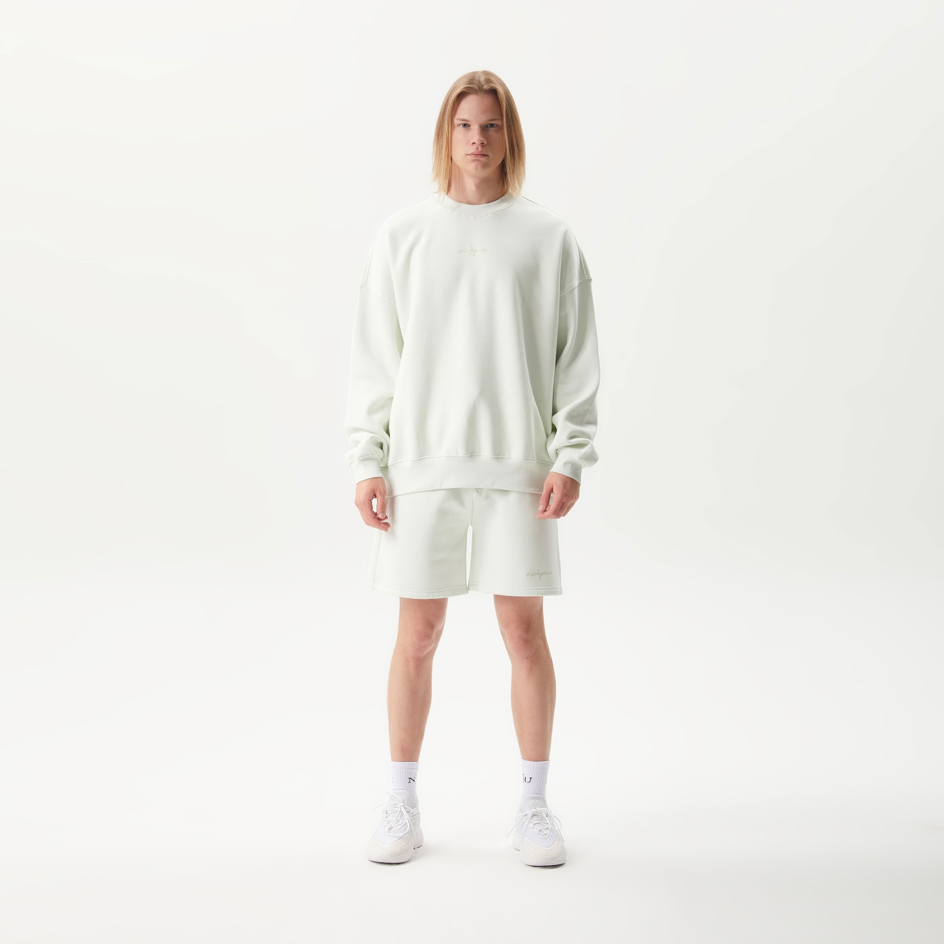 Bisiklet Yaka No1You Nakışlı Uzun Kollu %100 Pamuk Oversize Unisex Sweatshirt - Mint