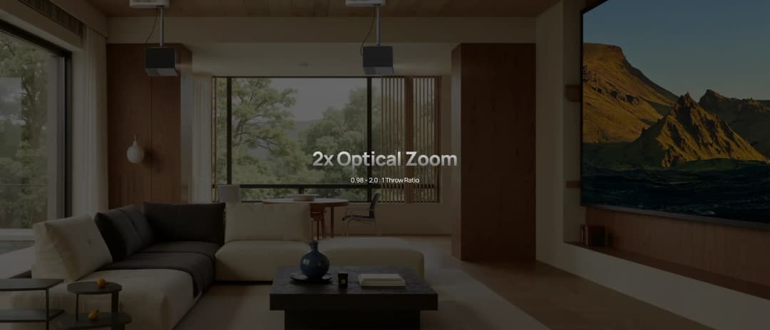 2x optik zoom ile esnek kurulum mesafesi karşılaştırması