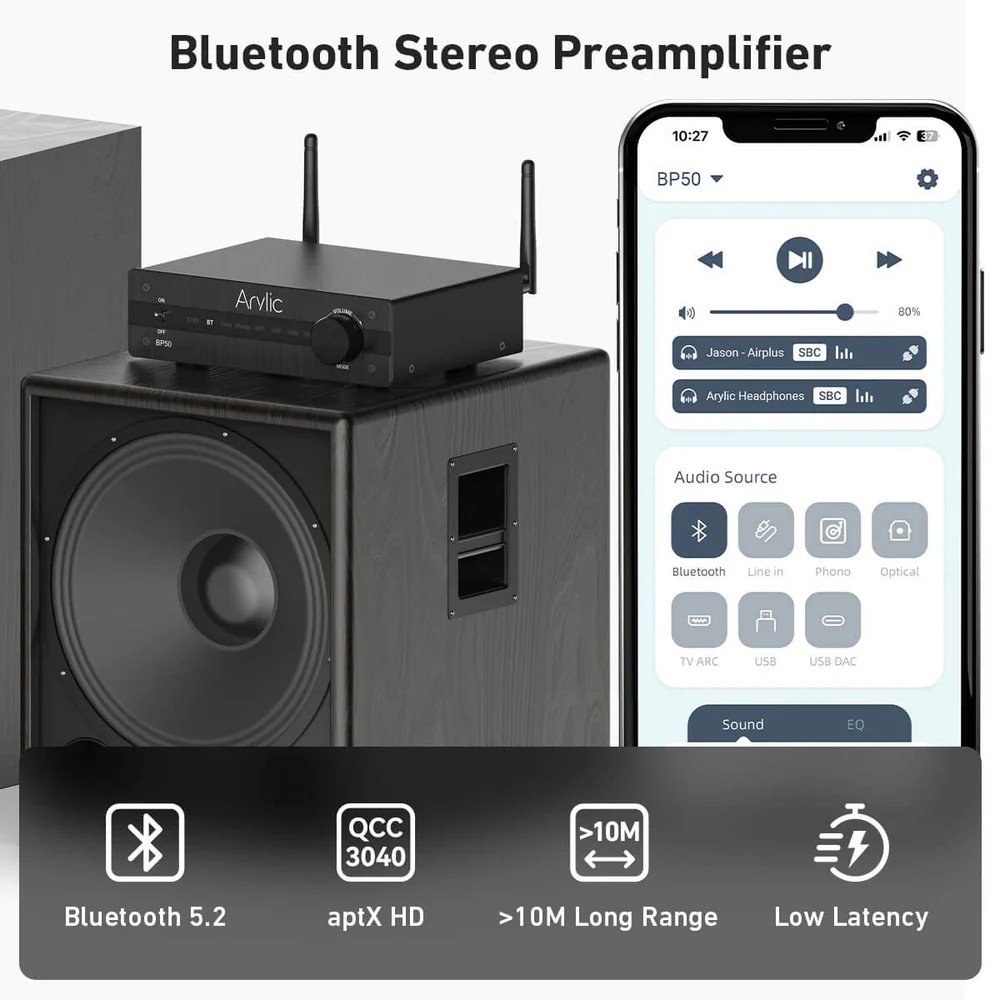 Arylic BP50 Bluetooth Preamfi ESS ES9023P DAC