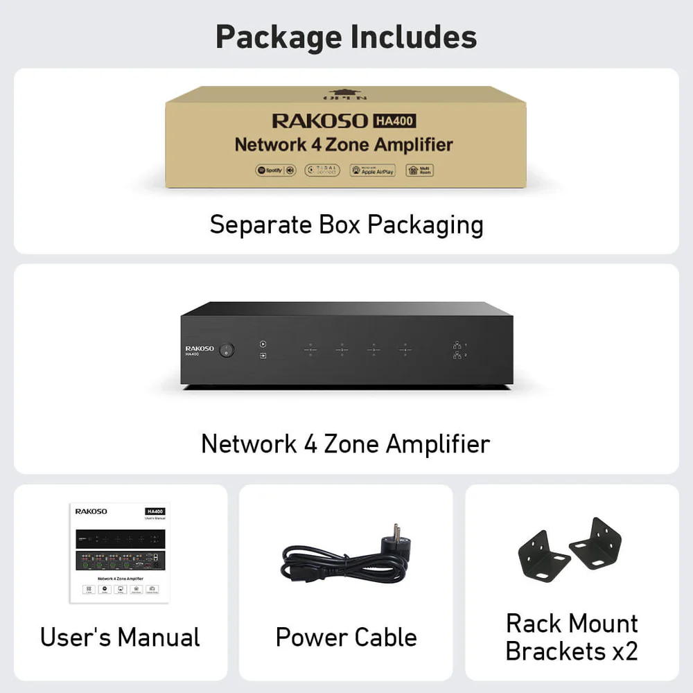 Rakoso HA400 4 Bölge AirPlay2 400W (4 Zone)
