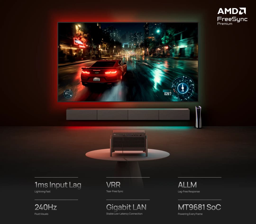 1ms girdi gecikmesi, 240Hz, VRR, ALLM ve AMD FreeSync Premium ile oyun performansı
