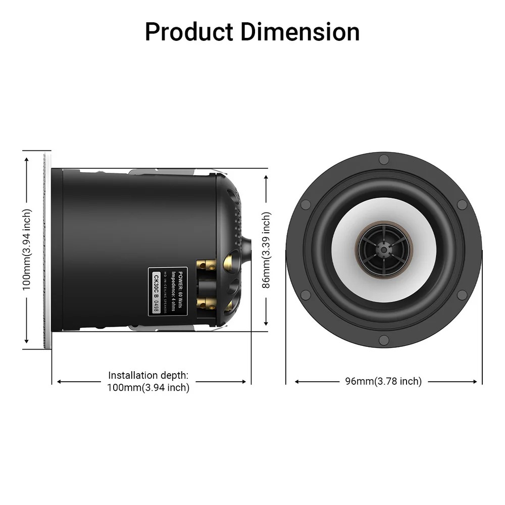 Arylic CK30C 3" 60W Koaksiyel HD Tavan İçi Hoparlör
