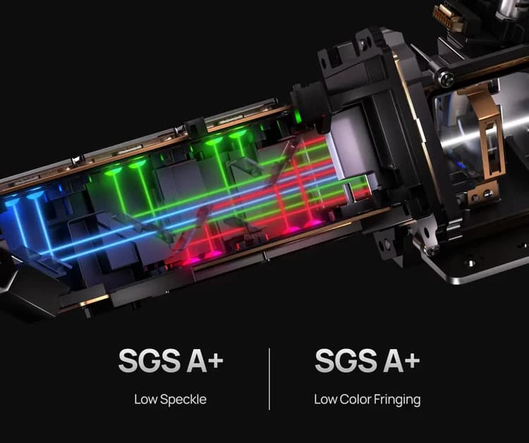 RGB Triple Laser ışık motoru iç yapısı - SGS A+ düşük speckle ve düşük renk saçılması sertifikası