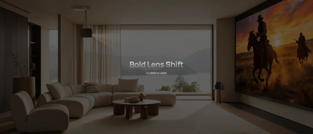 Geniş lens shift aralığı ile projektör yerleşim esnekliği