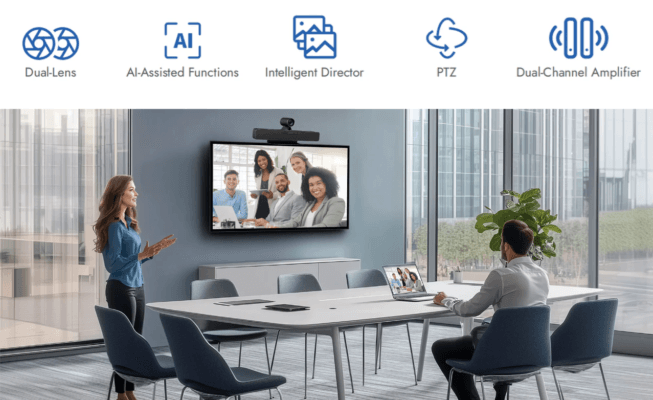 Rocware RB20 Çift Kameralı Kablosuz 4K Video Konferans Sistemi