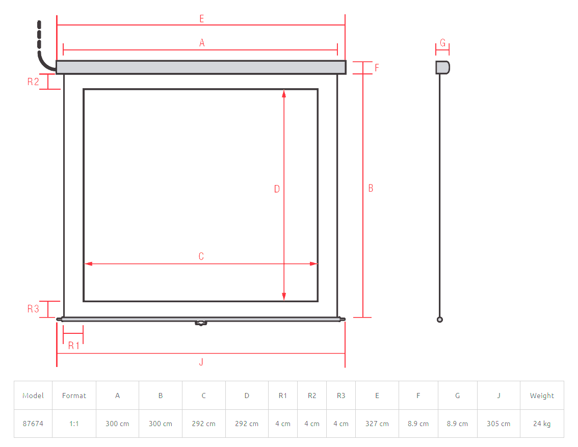 Reflecta CrystalLine Motor 300x300 cm 1:1 Perde