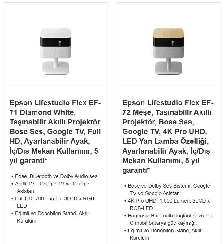 Epson Lifestuido Flex EF-71, Espon Lifestuido Flex EF-72