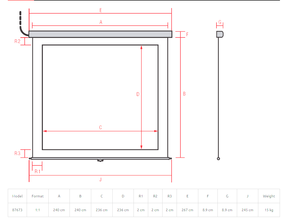 Reflecta CrystalLine Motor 240x240 cm 1:1 Perde