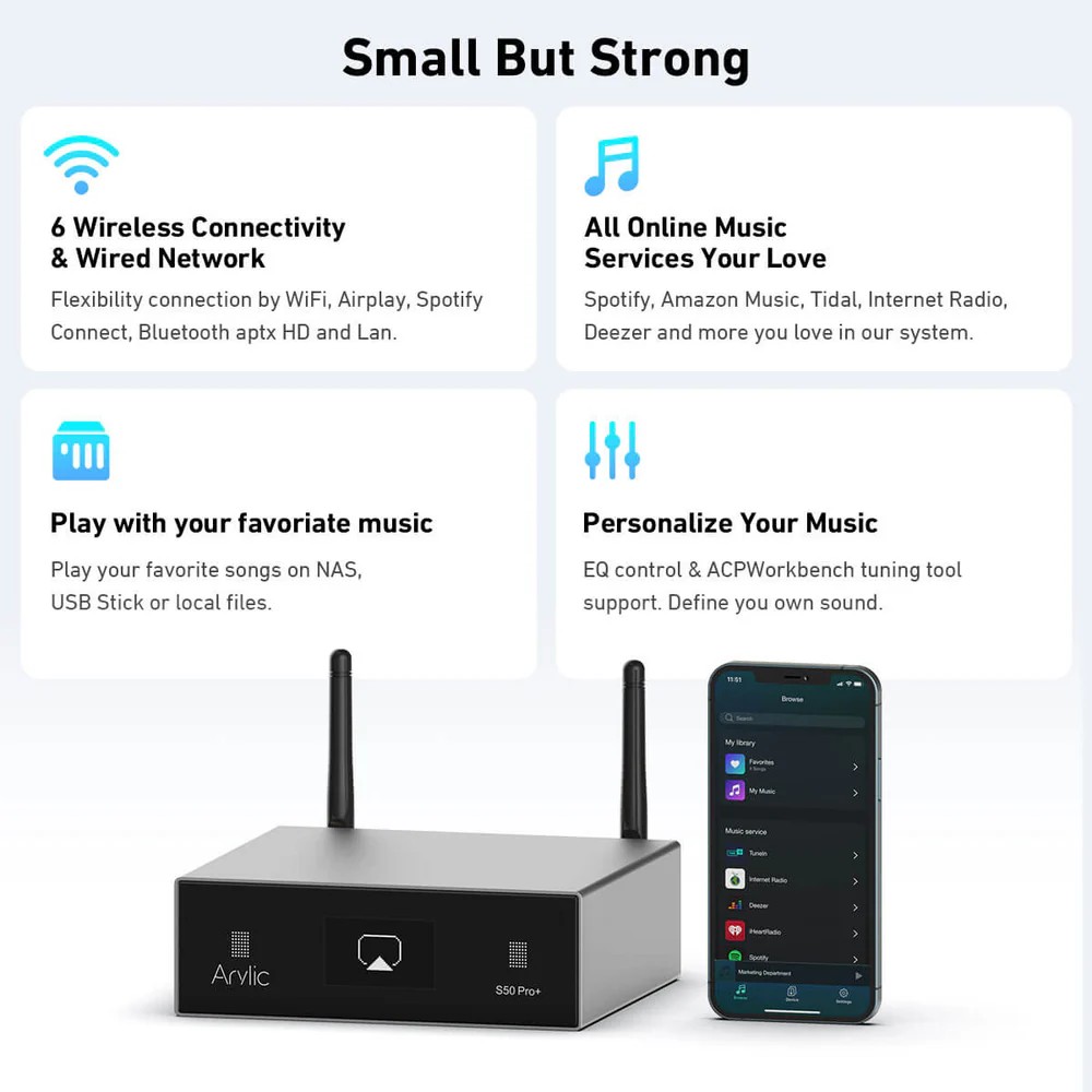 Arylic S50Pro+ Preamfi aptX HD & ESS 9023 DAC Streamer 