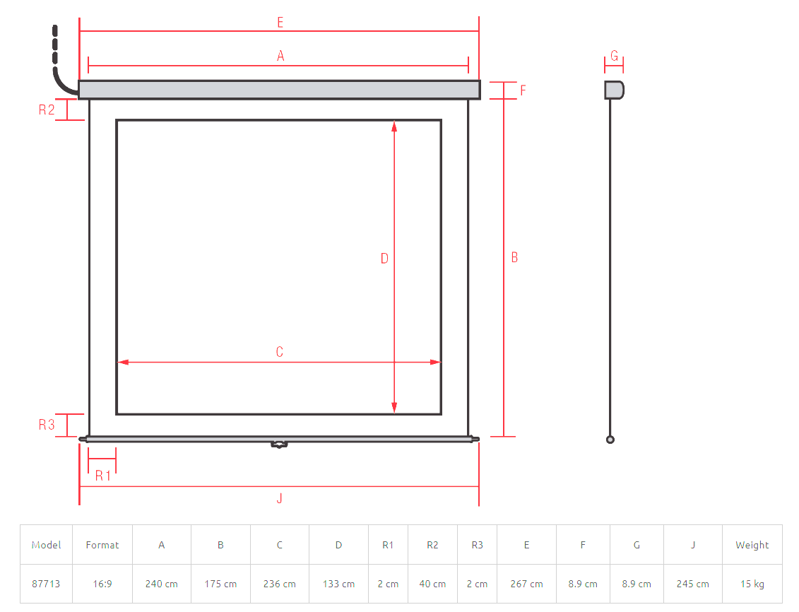 Reflecta CrystalLine Motor 240x175 (236x133) cm 16:9 Bordürlü Perde