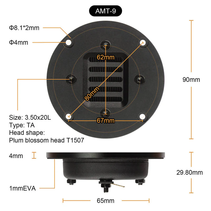 Up2stream Air Motion Transformer (AMT-9) Tweeters 4 Ohm