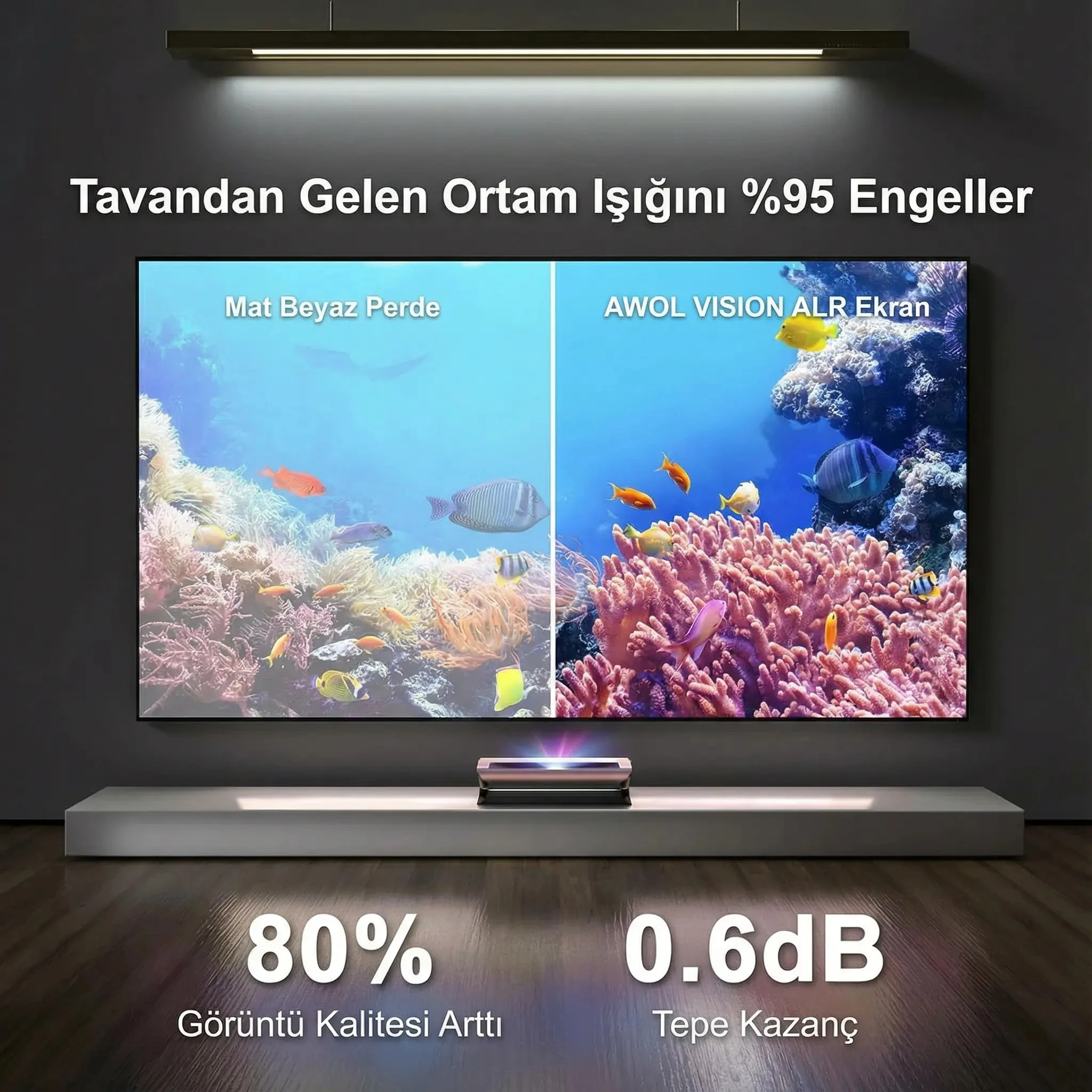 Proscreen Proscreen Pro Serisi 234x132 cm ALR Fixed Frame Perde