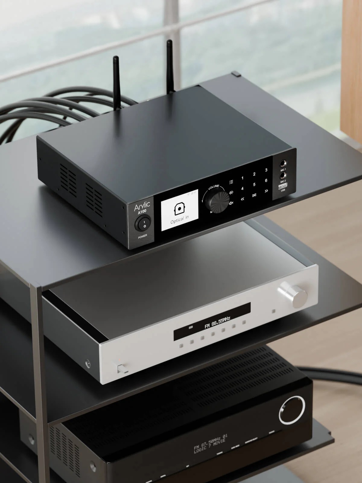 A100 100W x 2 FM radyo alıcılı güç amplifikatörü