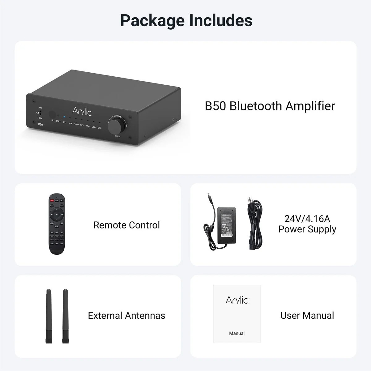 Arylic B50 2xBluetooth Stereo Amplifikatör Ses Vericili