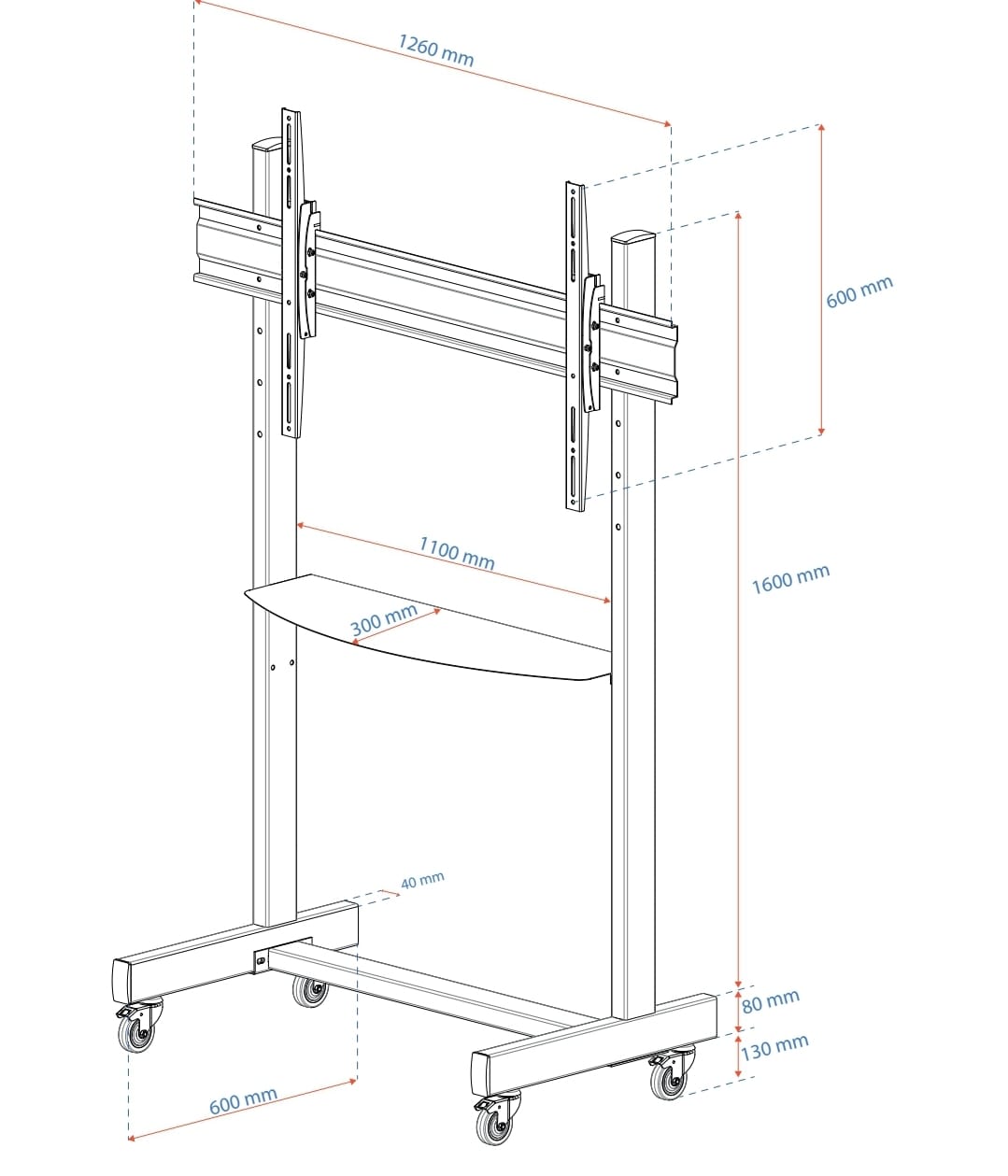 Proscreen D6598 Profesyonel Taşınabilir Ekran Standı 65-98inç 70kg