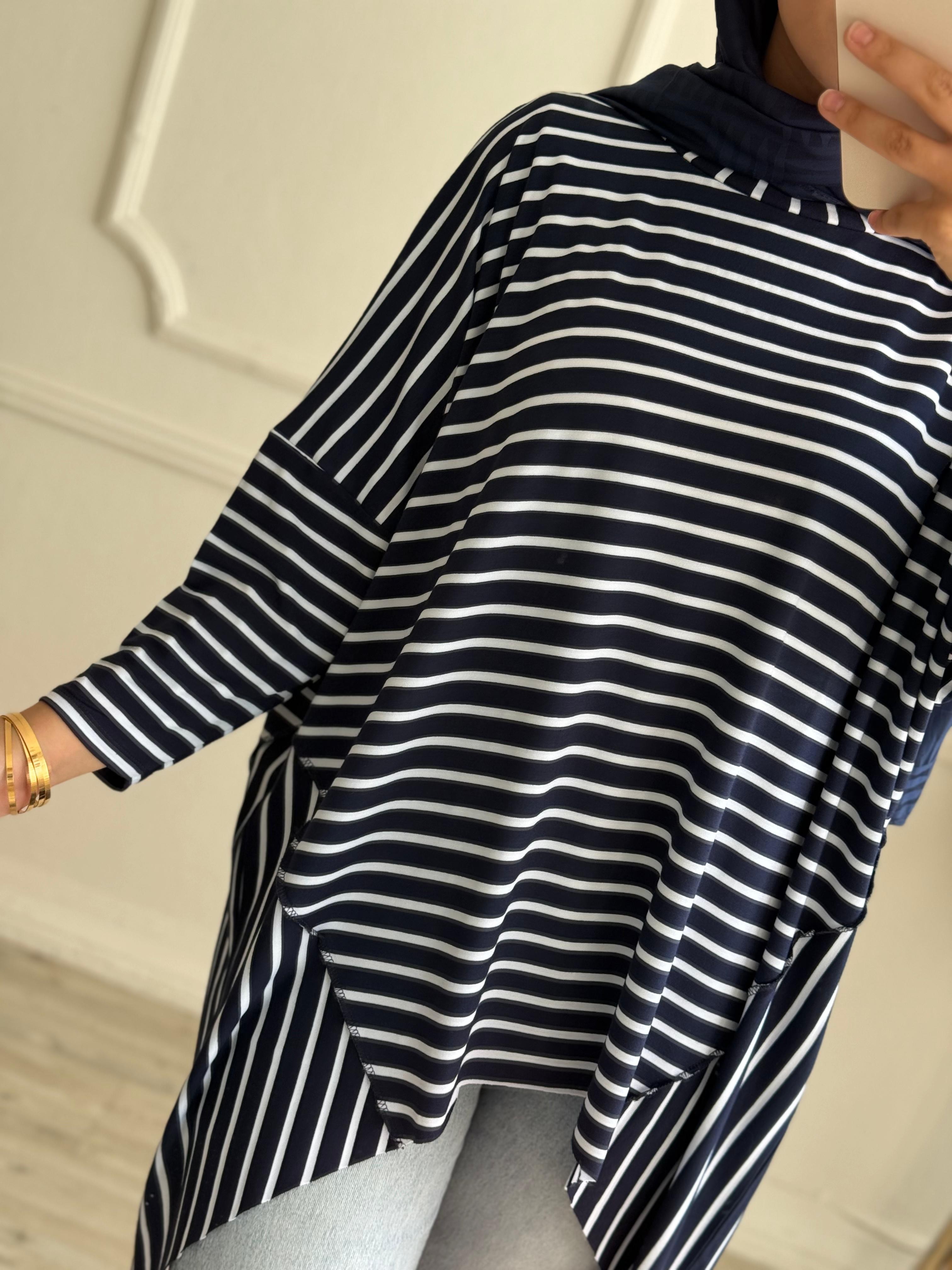 Tesettür Tunik | Çizgili | EMS