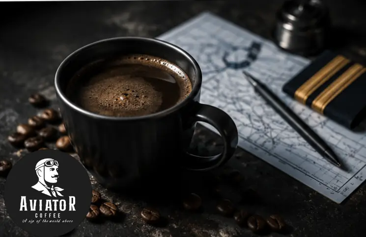 Uçuş planı ve kahve çekirdekleri yanında espresso kahvesi
