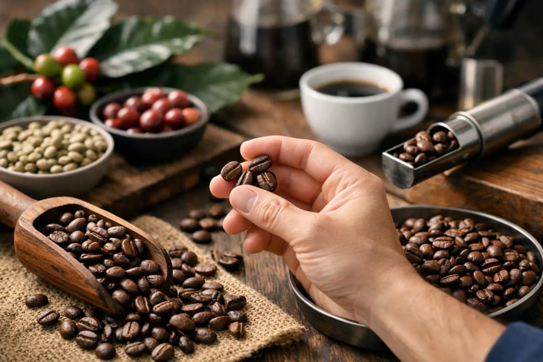 Premium kahve çekirdekleri, taze kavrulmuş kahve ve farklı kahve çekirdeği profilleri