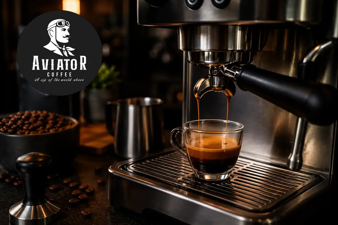 Espresso makinesinden taze çıkan espresso kahvesi