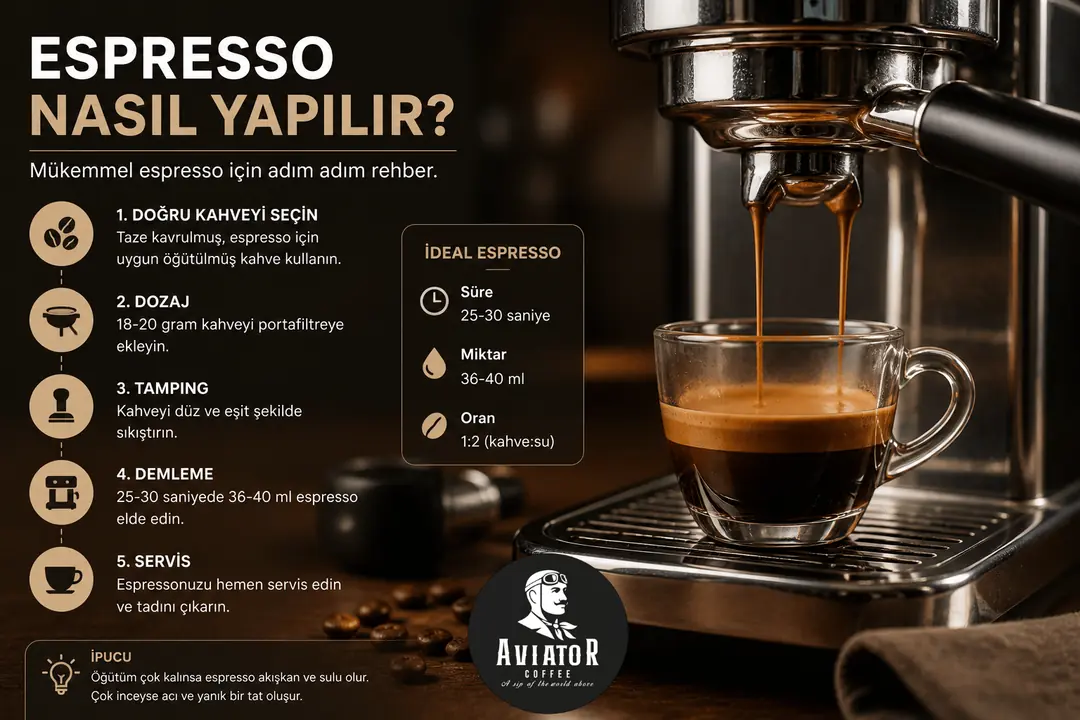 espresso yapımı kahve makinesi ile espresso hazırlama yoğun kahve demleme
