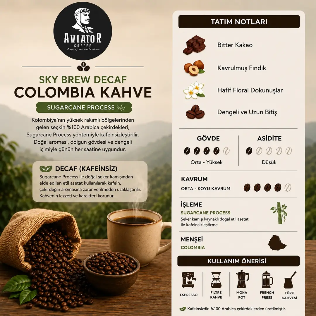 Andean Flight Decaf Colombia Kafeinsiz Kahve | Aviator Coffee
