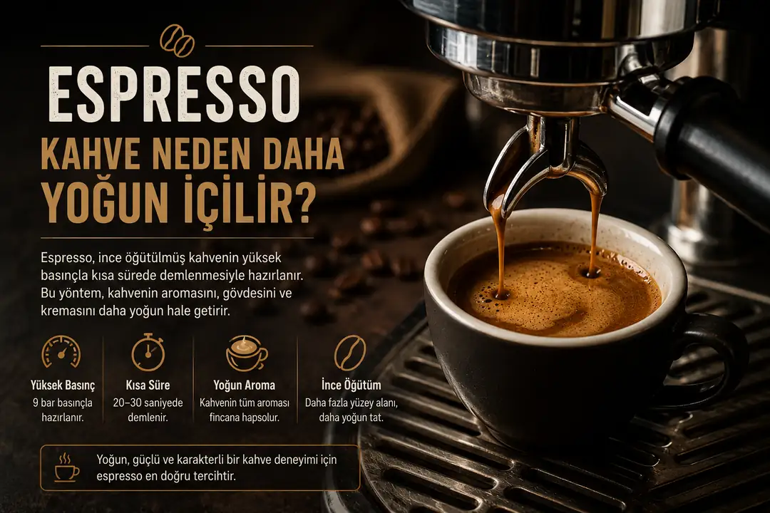Yoğun aromalı espresso kahve yakın çekim kahve rehberi görseli