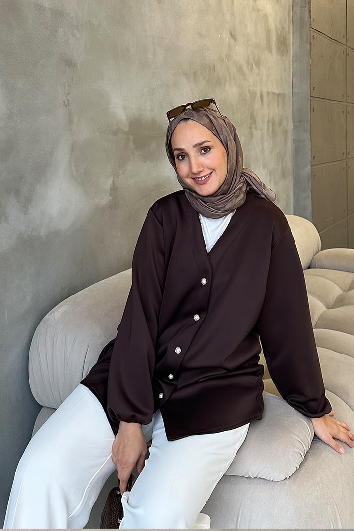 Marta Scuba Hırka Kap - Kahverengi