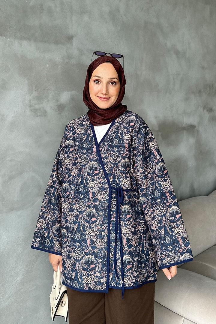 Etnik Desenli Kap - Lacivert