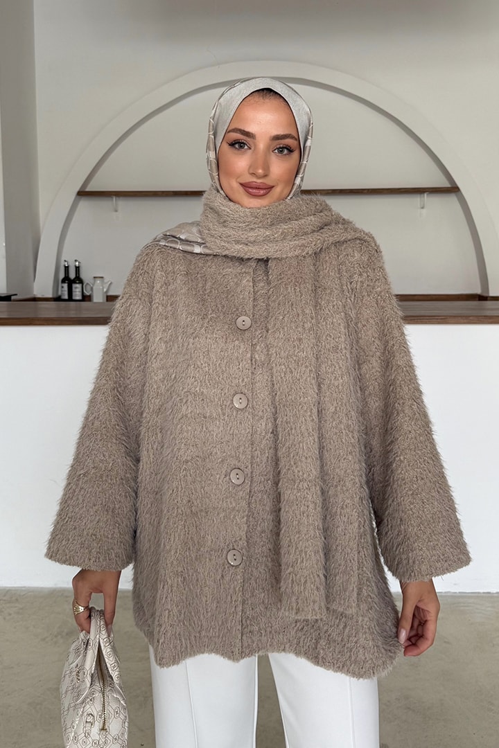 Atkılı Kürk Ceket - Vizon